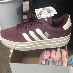 Bundle for Hannah Adidas Burgundy Sneakers with White Stripes